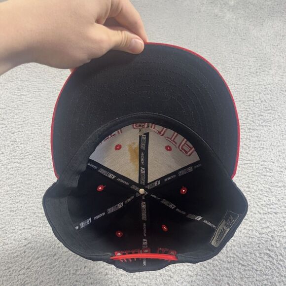 Atlanta Snapback Black & Red Hat Adjustable Flat Bill Baseball Cap Kb Ethos - Picture 7 of 9